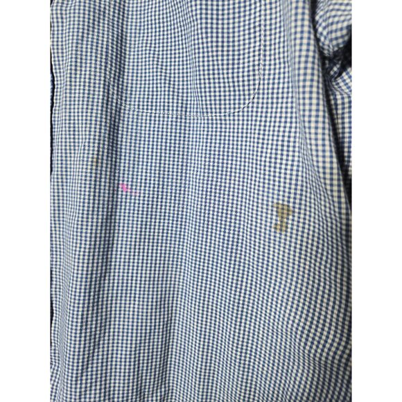 Mili Designs Women Blue Checkered Embroidered Button Up Shirt Size Large Teacher - Picture 3 of 13